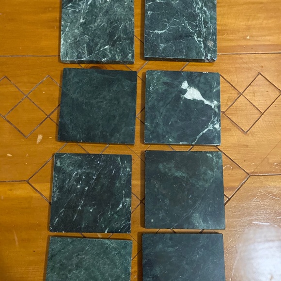 Set of 4 Green Marble Coasters - Picture 3 of 4